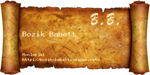 Bozik Babett névjegykártya